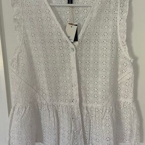 Organic Cotton White Eyelet Blouse
